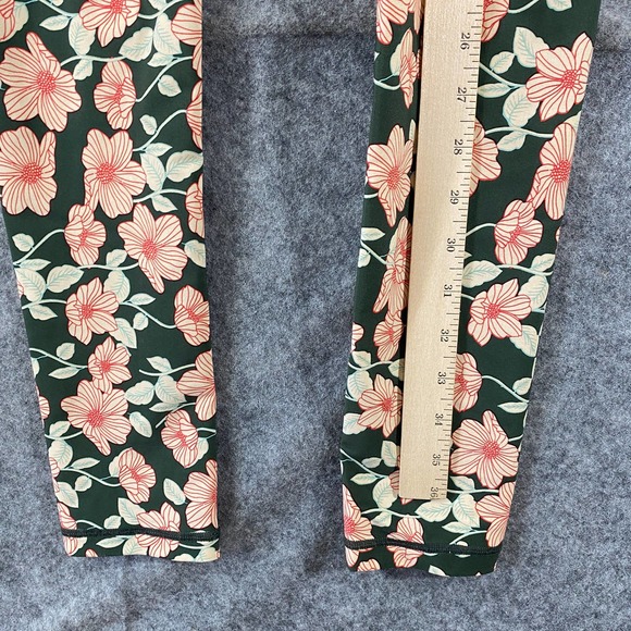 The Upside Leggings 4 Green Floral Poppy High Rise Drawstring Stretch - Picture 8 of 12